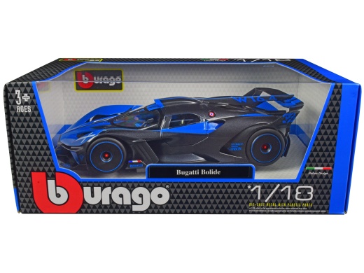 Bugatti Bolide Blue And Carbon Gray 1/18 Diecast Model Car By Bburago