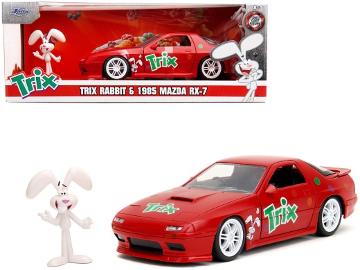 1985 Mazda RX-7 RHD Diecast Model Car with Trix Rabbit Figure