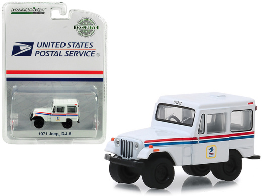 1971 Jeep Dj-5 White USPS Diecast Model Car 1/64 Scale by GreenLight