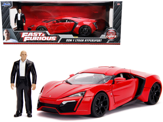 Lykan Hypersport Red With Lights And Dom Figurine 1/18 Diecast Model Car By Jada