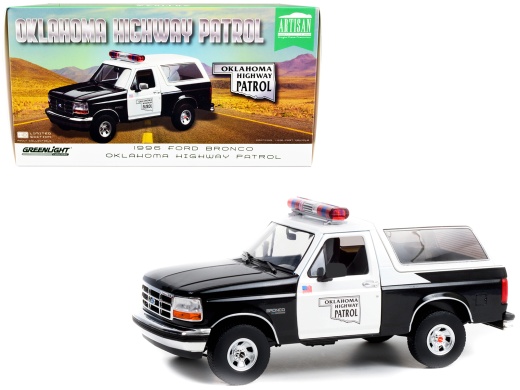 1996 Ford Bronco Police Black And White Oklahoma Highway Patrol Diecast Model Car