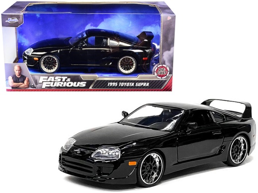 1995 Toyota Supra Black "Fast & Furious" Movie 1/24 Diecast Model Car By Jada