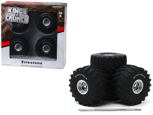66-Inch Monster Truck 'Firestone' Wheels and Tires 6 Piece Set 'Kings of Crunch' 1/18 By Greenlight