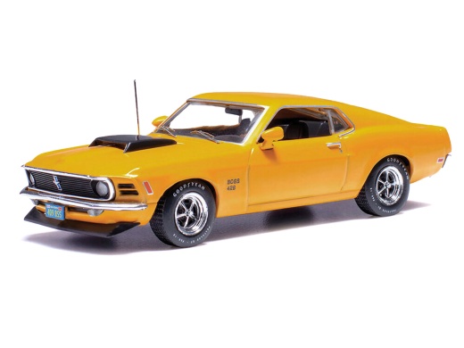 1970 Ford Mustang Boss 429 Bright Yellow With Black Hood Scoop 1/43 Diecast Model Car By Ixo Models
