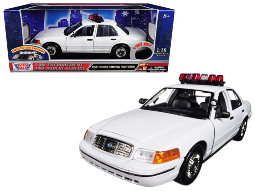 2001 Ford Crown Victoria Police Car Plain White Diecast Model
