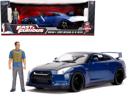 2009 Nissan GT-R (R35) Blue Metallic Diecast Model Car - Jada 1/18 Scale Fast & Furious Movie