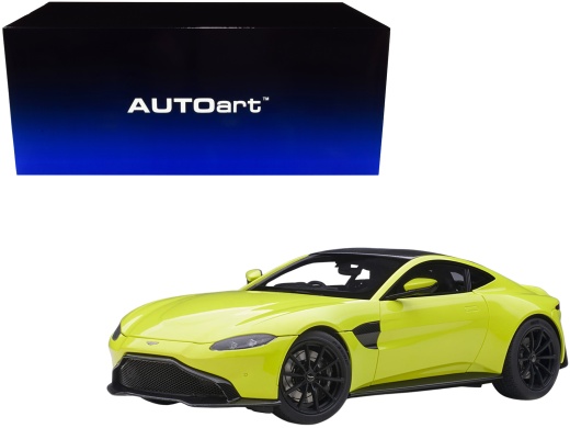 2019 Aston Martin Vantage RHD 1/18 Model Car by Autoart - Lime Essence Green with Carbon Top