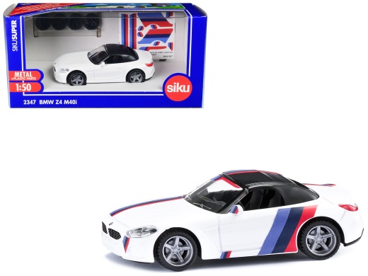 BMW Z4 M40i Cabriolet 1/50 Scale Diecast Model by Siku - White with Black Top