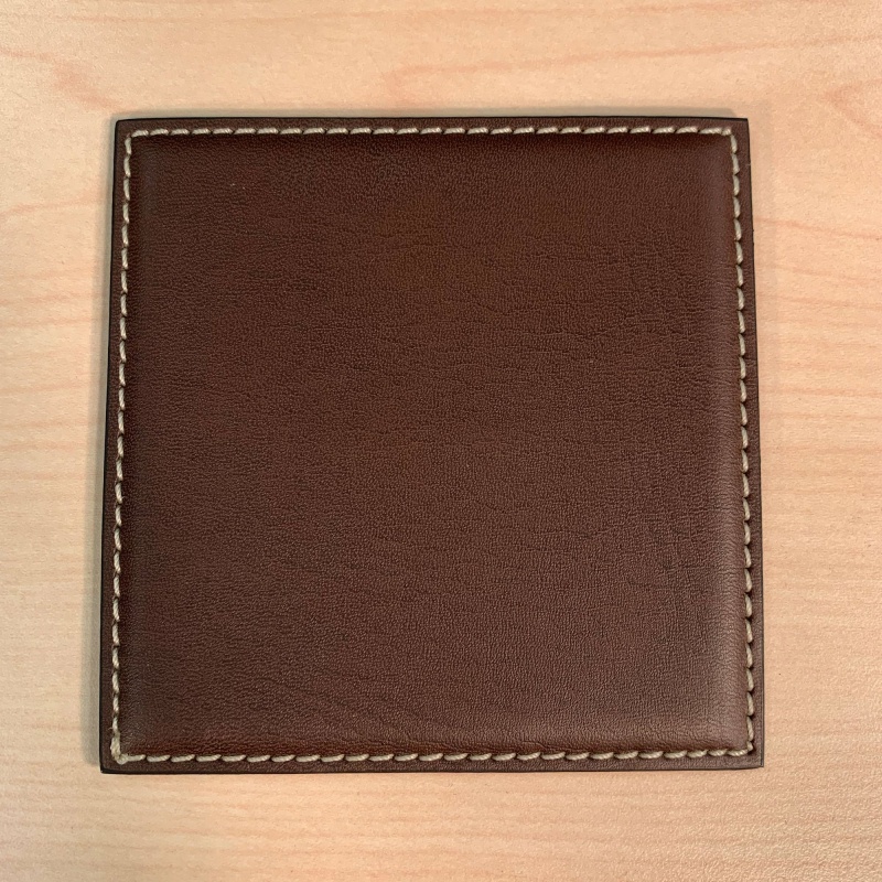 Brown Leatherette Low Profile Square Coaster