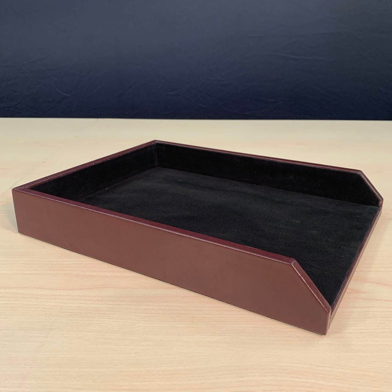 Burgundy Contemporary Leather 3-Piece Desk Set