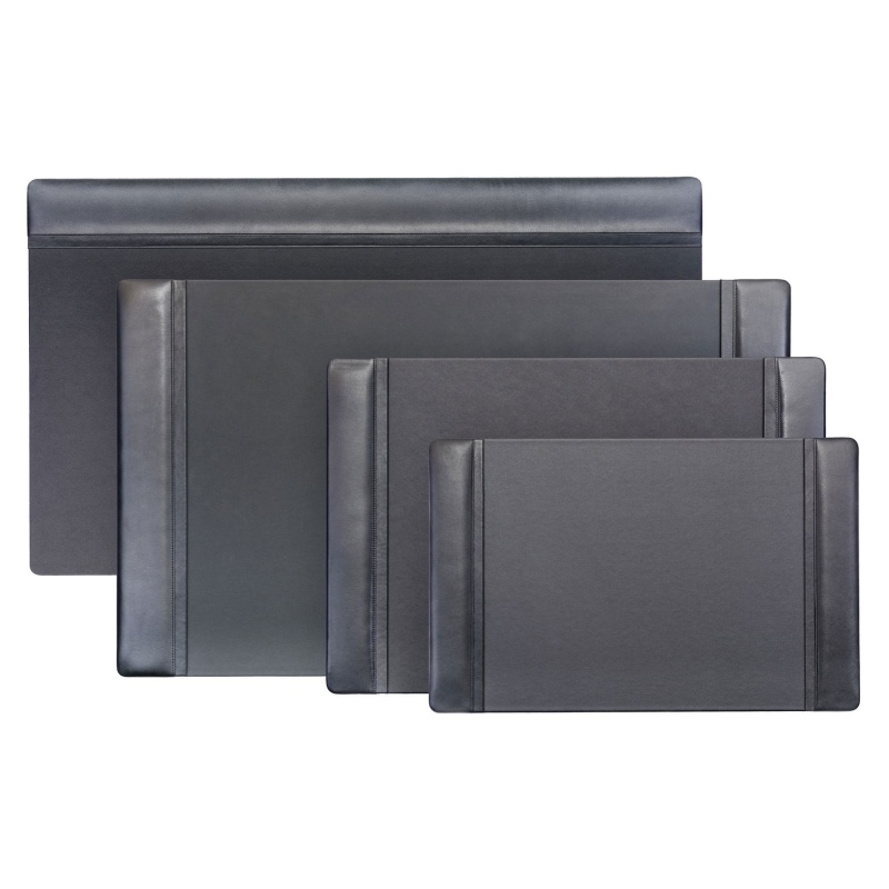 Classic Black Leather 25.5" X 17.25" Side-Rail Desk Pad