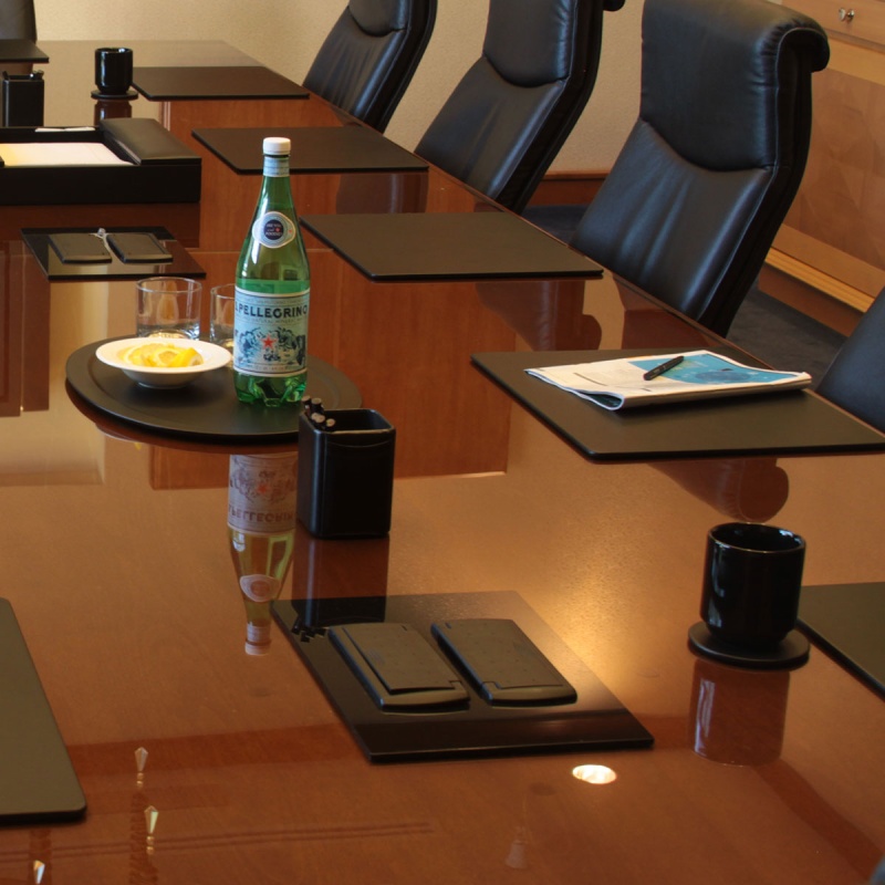 Black Leather 23-Piece Combination Conference Room Set
