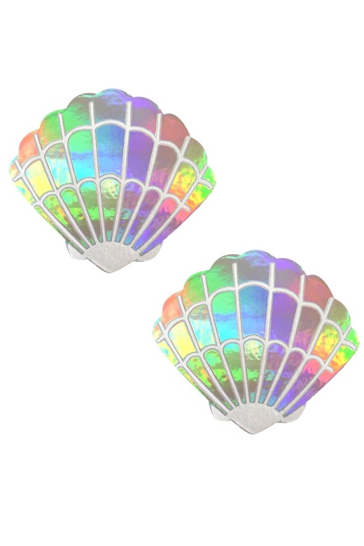 Care Bare Stare Holographic Mermaid Shell Pasties by Donna Di Capri