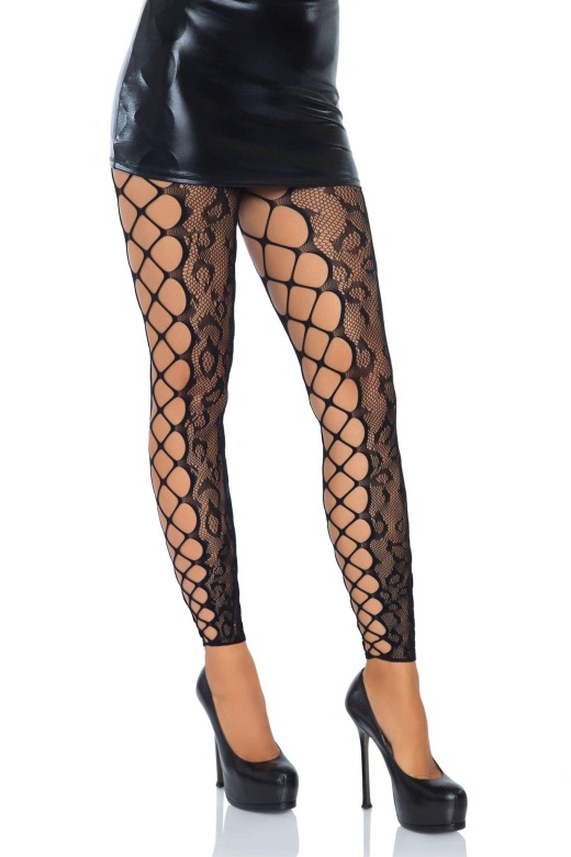 Donna Di Capri Leopard Footless Tights - One Size / Black