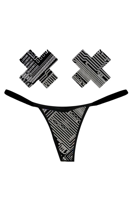 Geo Madness Reflective G-String Naughty Knix Pasties & Panties Set