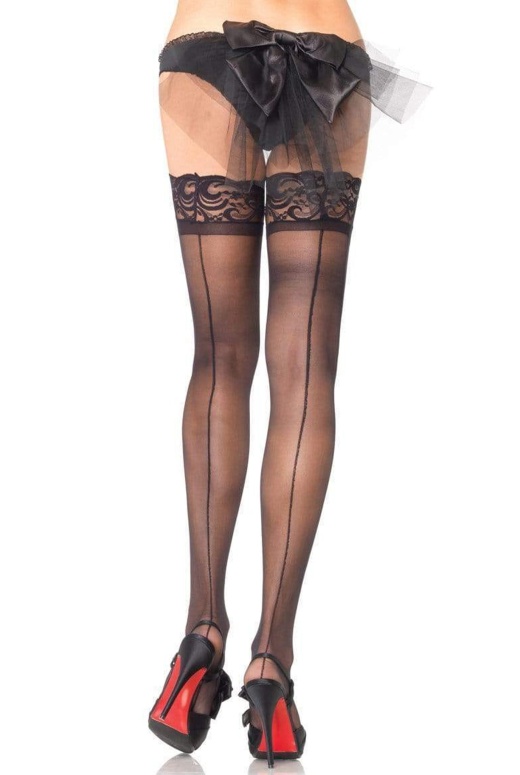 Donna Di Capri Thigh High Lace Stockings (6 Pieces In 1 Pack) - One Size / Black