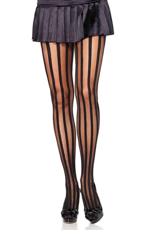 Vertical Striped Tights - One Size / Black Donna Di Capri