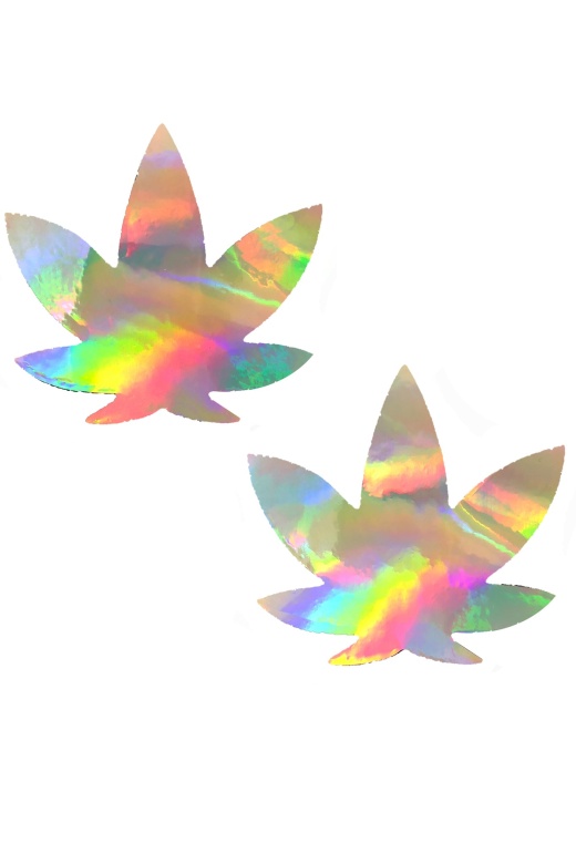 Care Bare Holographic Weed Leaf Pasties by Donna Di Capri
