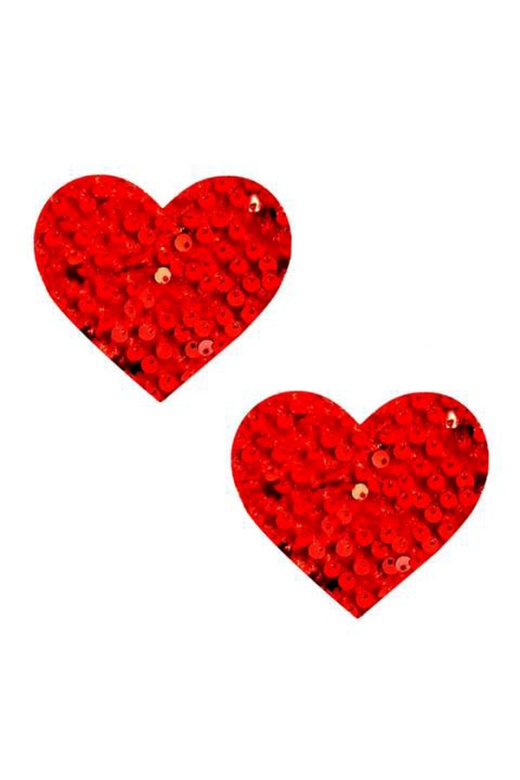 Red Sequin Velvet I Heart U Pasties by Donna Di Capri