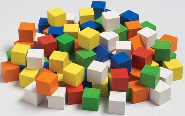 Color Cubes, Wooden, Set Of 102