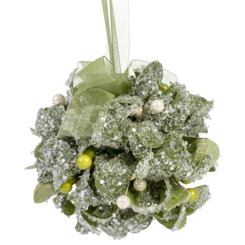 Christmas Mistletoe Ball On Ribbon