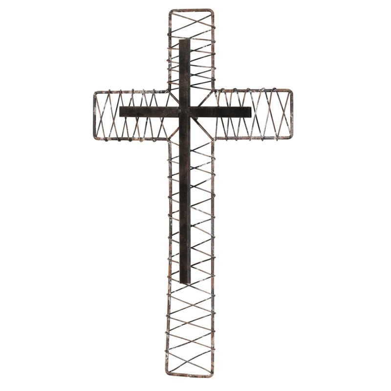 Wall Cross Metal Cross On Cross 17.25h