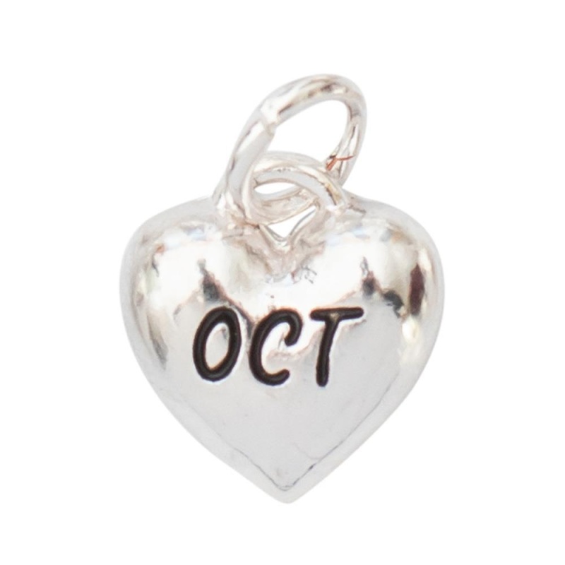 October Charm Silver Heart