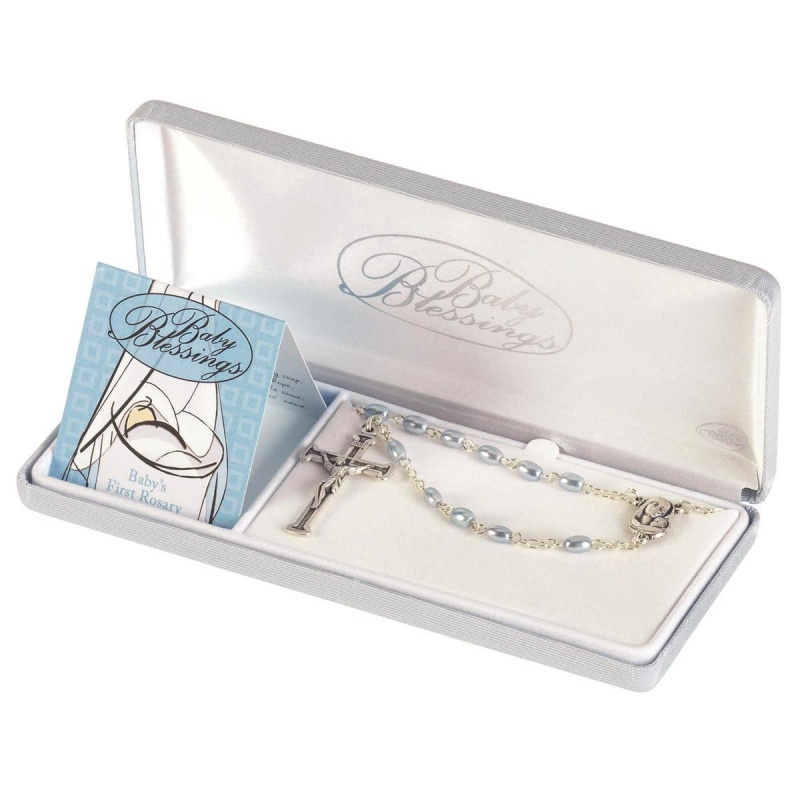 Baby Blessing Blue Pearl Rosary 4Mm