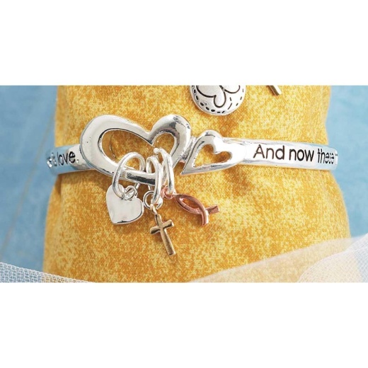 Brc-Sp Mobius 1Cor 13:13 - Silver Plated Mobius Bangle with Multi Drops