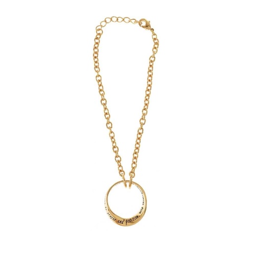 Gold Plated Wide Mobius Scripturing Phil 4:6 Ring Bracelet