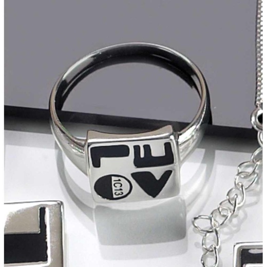 Rng-Sp 13Mm Love Letters Sz 6 - Polished Silver Plated Love Letters Ring