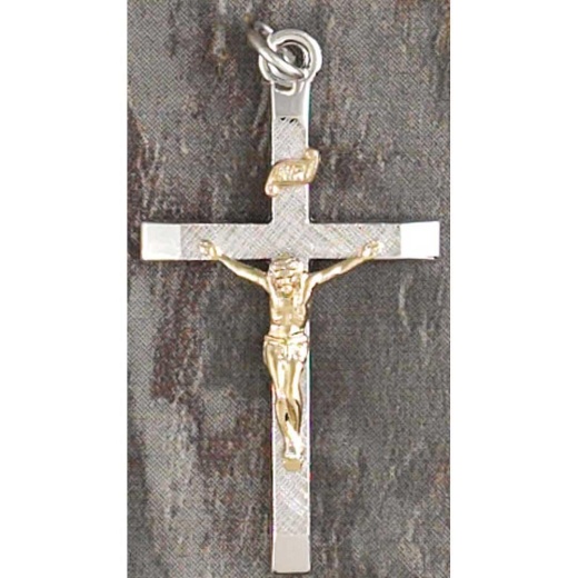 Nk Lg Cruc 2-T Sp Etch Crs 24" Silver Plated Crucifix