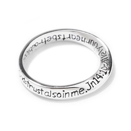 Inspirational Ring Jn 14:1 Mobius Sil Plt Size 8