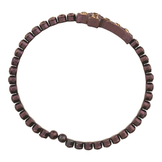 Sideways Cross With Amber Stones Plated Coil Bracelet