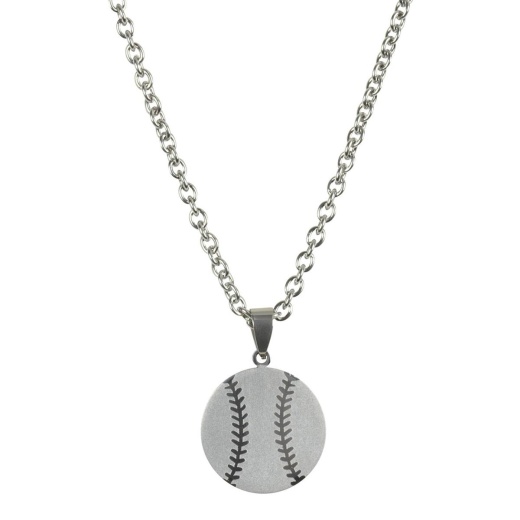 Stainless Steel Baseball Necklace - 24 Inch Chain