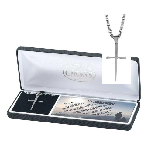 My Journey CRS-Men STLS STL 24"Chn Stainless Steel Men's Cross Necklace