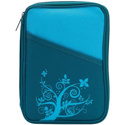 Turquoise Thinline Bible Cover with Tree Motif