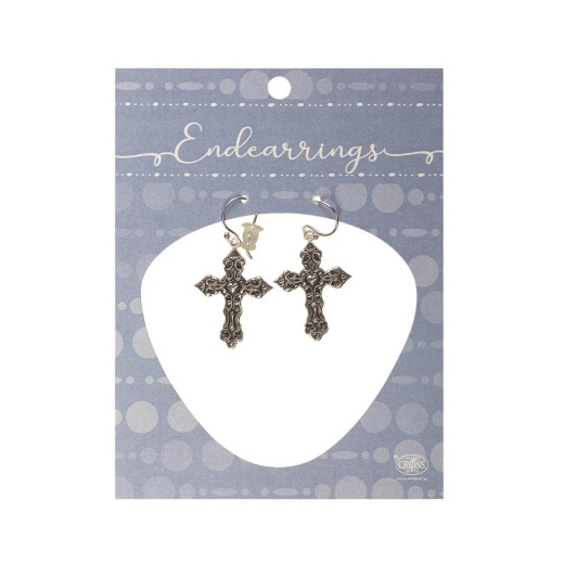 Earring with 7/8" Sculpted Cross/Heart