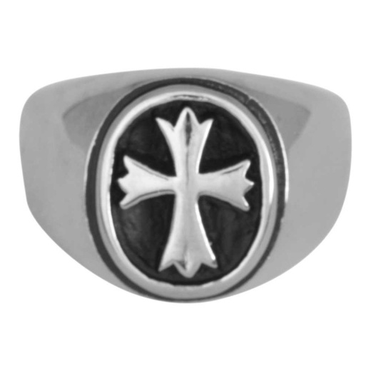 VictoRing Stainless Steel Ring with Cross Symbol - Size 8