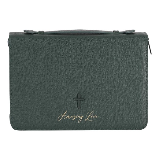 Bible Case Amazing Love Cross Green XL