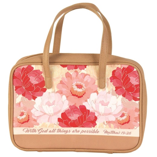 BC - 'With God All Things Are Possible' - Ta Large Tan Handbag Style Bible Cover
