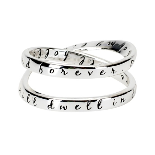 Psalm 23:6 Silver Plated Mobius Ring for Women - Size 9