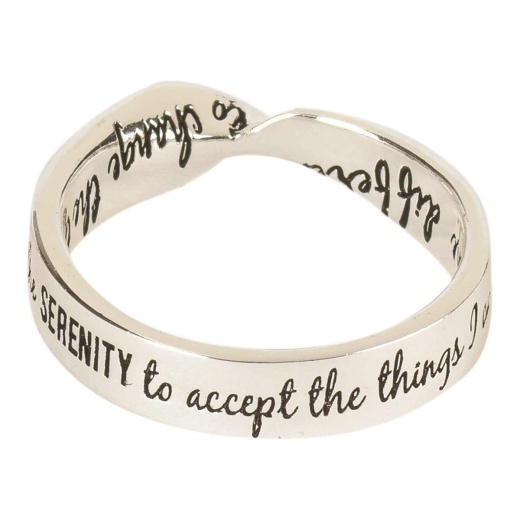 Rng Ser Pryr Wide Mobius Silver Plated Ring Size 8 - Serenity Prayer Ring with Ecoat Carded