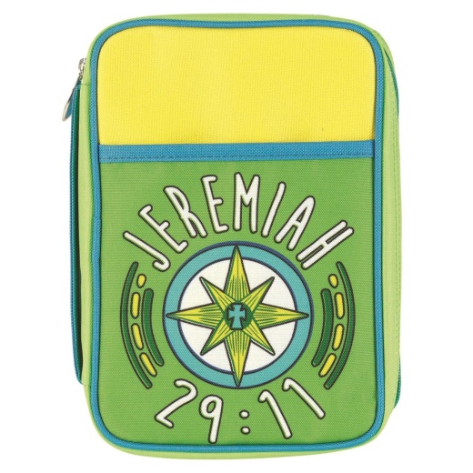 Bible Case Jeremiah 29:11 Medium - Green and Yellow Compass Design