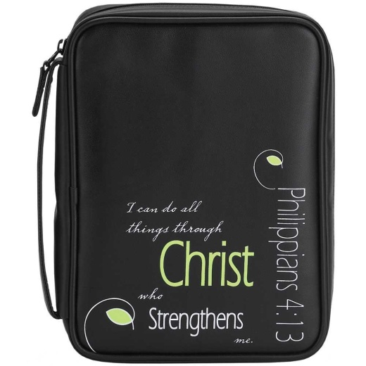 Philippians 4:13 Bible Cover - Large Black Vinyl