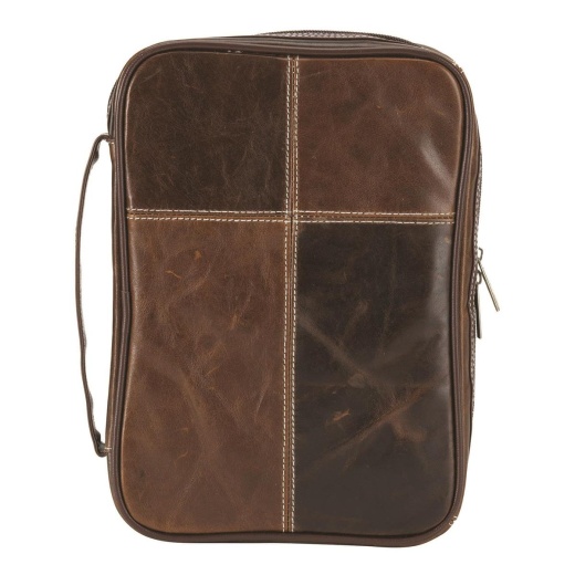 Bib Cov Brown Cross Stitch Lthr Large