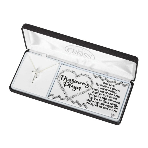 Nk-Musician Pryr Crs/Note Sil Plt 1"-18" Silver Plated Necklace