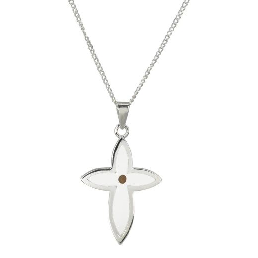 Nk-Mustard Sd Petal Crs Sil Plt 20"Ch Necklace