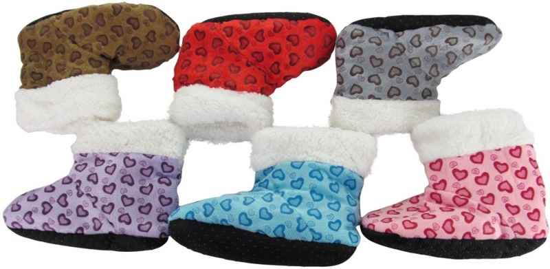 Toddlers' Slipper Booties - Heart Print, Assorted Size/Color