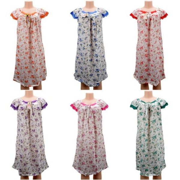 Women's Short Sleeve Floral Print Nightgown